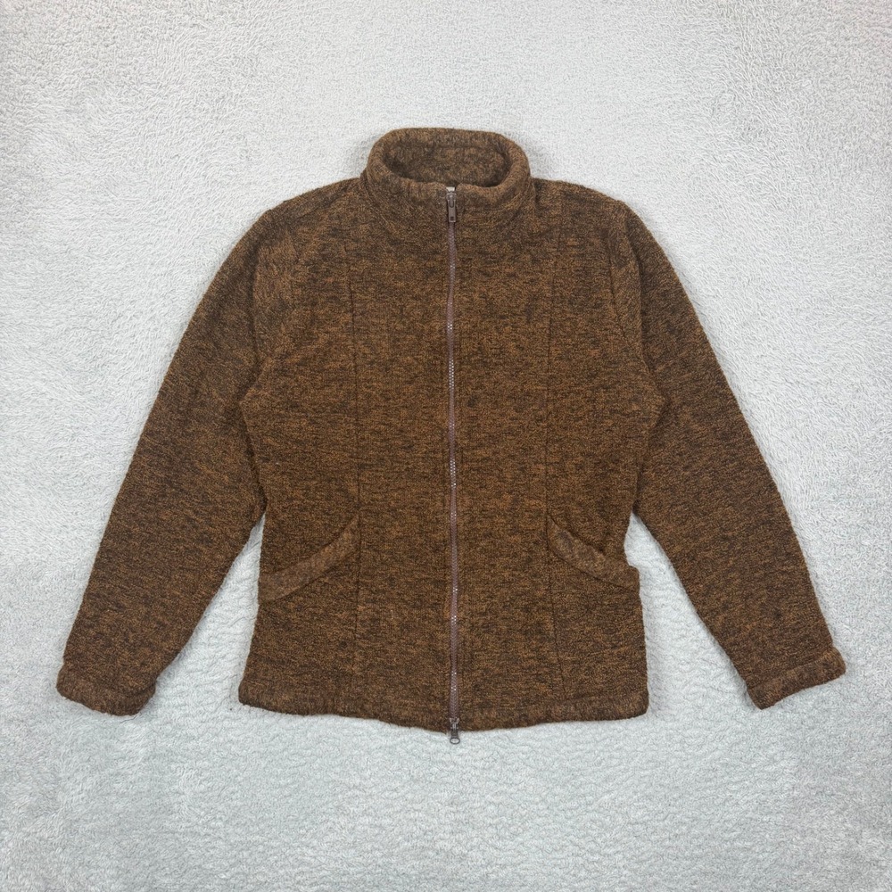 Vintage Prana Womens Full Zip Fleece Jacket Brown Marled Size M Made in USA
